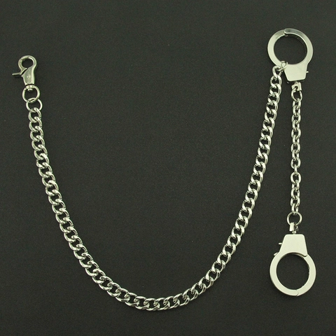 Punk Streetwear Handcuff Pant Chain For Men Women Zinc Alloy Iron Silver Metal Jeans Waist Chain Hip Hop Wallet Chain Accessory