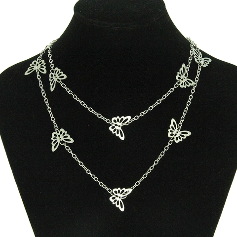 Collar Gargantilla Con Colgante de Mariposa Calado de Aleación de Hierro para Mujer Estilo Ins Minimalista Coreano Color Plata Joyería