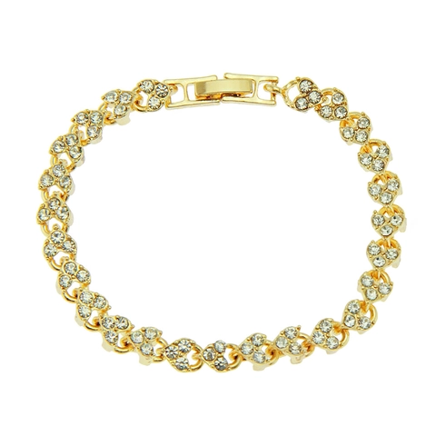 Simple Alloy Heart Shaped Rhinestone Bracelet For Women Elegant Geometric Link Chain Bracelet Minimalist Fashion Jewelry Gift