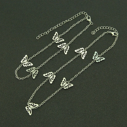 Collar Gargantilla Con Colgante de Mariposa Calado de Aleación de Hierro para Mujer Estilo Ins Minimalista Coreano Color Plata Joyería