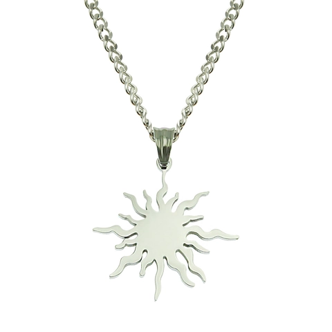 Collana Hip Hop con Ciondolo a Raggi di Sole Irregolare per Uomo in Acciaio al Titanio Inossidabile Argento Catena Cubana