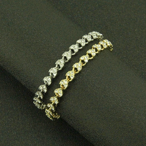 Simple Alloy Heart Shaped Rhinestone Bracelet For Women Elegant Geometric Link Chain Bracelet Minimalist Fashion Jewelry Gift