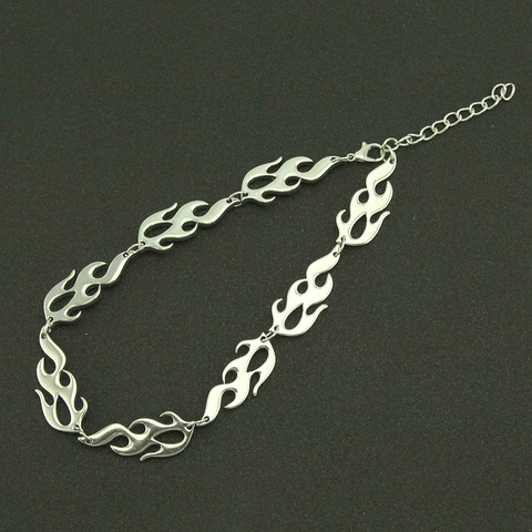 Minimalistische Legering Zilveren Vlam Hanger Ketting Set Voor Vrouwen Gothic Punk Street Style Holle Vlam Sleutelbeen Ketting Sieraden Cadeau