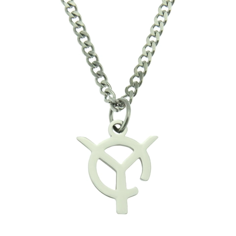 Hip Hop Letter Y Round Pendant Necklace Stainless Steel Cuban Chain Titanium Steel Hollow Out Geometric Jewelry For Men Women Daily Party