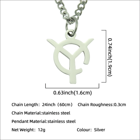 Hip Hop Letter Y Round Pendant Necklace Stainless Steel Cuban Chain Titanium Steel Hollow Out Geometric Jewelry For Men Women Daily Party