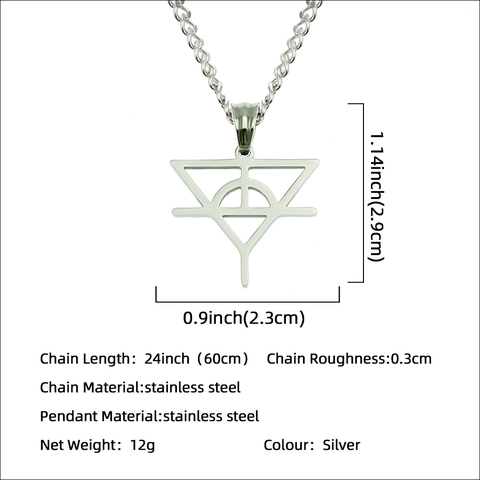 Collana con Ciondolo a Simbolo Geometrico Personalizzata in Acciaio al Titanio Gioielli Hip Hop Unisex Stile Industriale Catena Cubana Argento