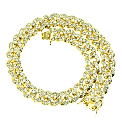 Collana a Maglia Cubana con Farfalla Hip Hop per Donna Gioielli in Rame con Zirconia Catena Placcata Oro e Argento