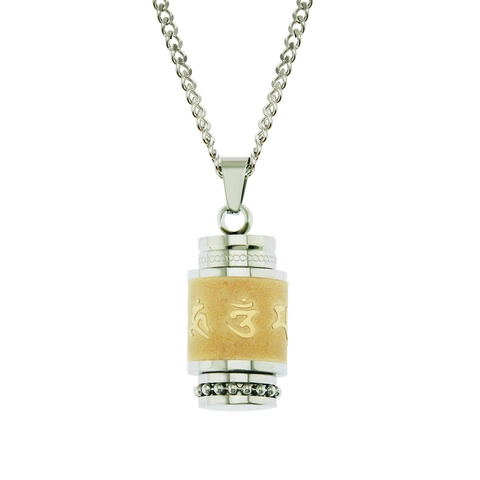 Religieus Titaniumstaal Gebedsmolen Hanger Halskette Voor Heren Dames Boeddhistische Zes-Woorden Mantra Sieraden
