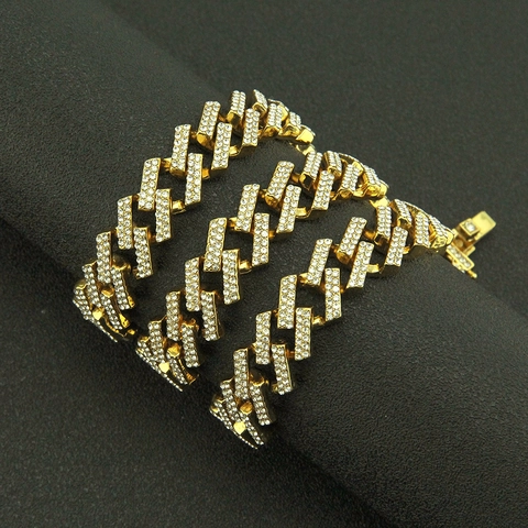 Collana Hip Hop Cuban Link in Lega Con Strass Pavé Completo Bling Choker Gioielli di Moda Street per Uomo Donna Accessorio da Festa