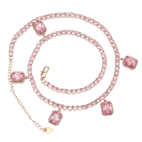 Collar de Cadena de Tenis de Cobre Hip Hop para Mujeres Hombres Circonia Colorida Colgante de Corte Esmeralda Joyería de Moda Regalo