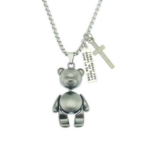 Collana a Forma di Orso Robot per Uomo e Donna Hip Hop Catena in Acciaio Inox Lega Croce Ciondolo Lettera Streetwear Gioielli
