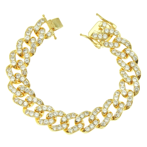 Bracciale Maglia Cubana Farfalla Zirconia Hiphop Iced Out per Uomo Donna Catena a Mano in Rame Gioielli Placcati Oro Argento