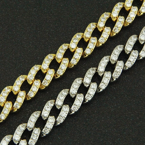 Bracciale Maglia Cubana Farfalla Zirconia Hiphop Iced Out per Uomo Donna Catena a Mano in Rame Gioielli Placcati Oro Argento