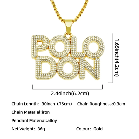 Collana con Ciondolo a Lettera in Lega Hiphop per Uomo Gioielli Streetwear Audaci Collana a Catena Veneziana con Strass Intarsiati Oro