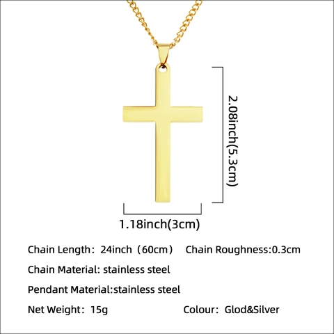 Punk Roestvrij Staal Kruis Hanger Halsketting Voor Mannen Vrouwen Gepolijst Cubaanse Ketting Hip Hop Sieraden