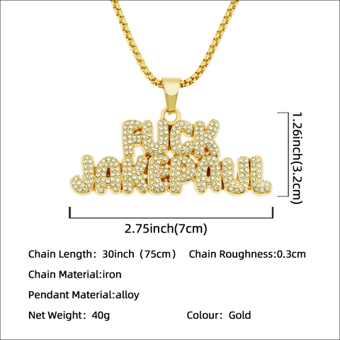 Collar con Colgante de Letra de Aleación Chapado en Oro Hip Hop con Diamantes de Imitación para Hombre Cadena de Caja Joyas para Fiesta