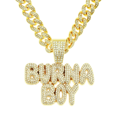 Collana con Pendente a Lettera Iced Out Hip-hop in Lega con Strass e Catena Cubana per Uomo Gioielli Moda Streetwear