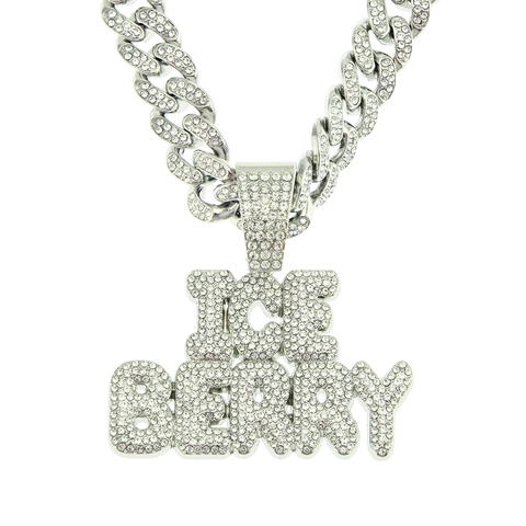 Iced Out Alphabet Pendant Necklace For Men Hip Hop Cuban Link Chain Alloy Rhinestone Jewelry Party Accessory Gold Silver Color