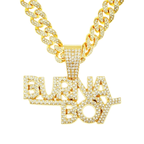 Collar con Colgante de Letra de Strass Iced Out Hip Hop para Hombre Aleación Color Oro Plata Cadena de Eslabones Cubanos Joyería