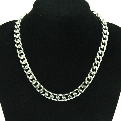 Collana a Catena Cubana Minimalista in Acciaio Inossidabile per Uomo Donna Argento Lucido Curb Chain Hip Hop Gioielli Regalo