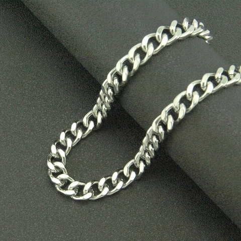 Collana a Catena Cubana Minimalista in Acciaio Inossidabile per Uomo Donna Argento Lucido Curb Chain Hip Hop Gioielli Regalo
