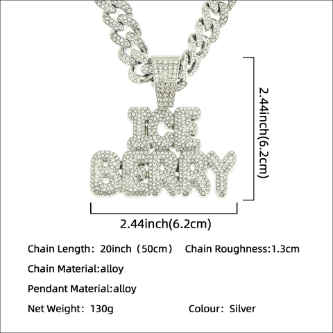 Iced Out Alphabet Pendant Necklace For Men Hip Hop Cuban Link Chain Alloy Rhinestone Jewelry Party Accessory Gold Silver Color