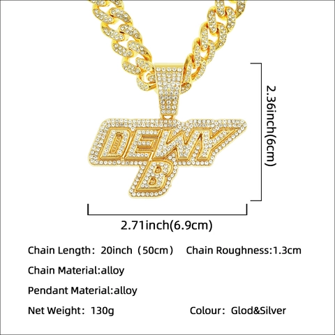 Hip Hop Iced Out Strass Alphabet Buchstabe Anhänger Panzerkette Halskette Für Herren Damen Gold Silber Überzogen Street Schmuck