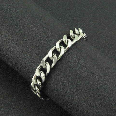 Pulsera de Eslabones Cubanos de Plata para Hombre Hip Hop Minimalista Cadena de Metal Joyería Estilo Streetwear Regalo