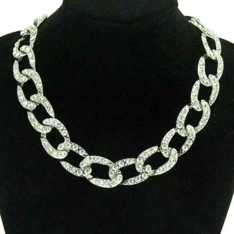 Hip Hop Oval Bambus Gliederkette Armband Set Für Damen Luxus Gold Silber Galvanisiert Strass Panzerkette Schmuck Zubehör