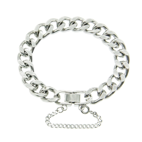 Bracciale a Maglia Cubana Vintage in Acciaio Inossidabile per Uomo Donna Hip Hop Punk Bracciale a Catena Liscia Gioielli Minimalisti Regalo