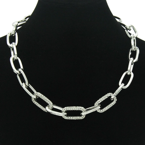 Collar de Cadena Cubana Ovalada Gruesa Personalizado para Mujer Aleación con Diamantes de Imitación Joyas Street Style Choker