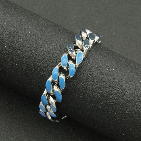Heren Punk Hip Hop Cubaanse Schakel Armband Halsketting Legering Meerkleurig Emaille Splicing Cool Streetwear Sieraden Accessoire