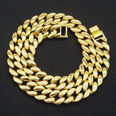 Collana a Maglia Cubana Lucida Hip Hop per Uomo Donna in Lega Placcata Oro Argento Choker Audace Gioielli Moda Street