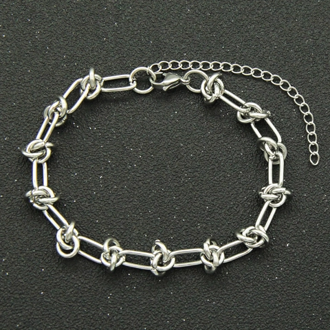 Hip Hop Iron Cuban Link Chain Necklace Bracelet For Men Women Punk Style Electroplated Silver Color Jewelry Gift