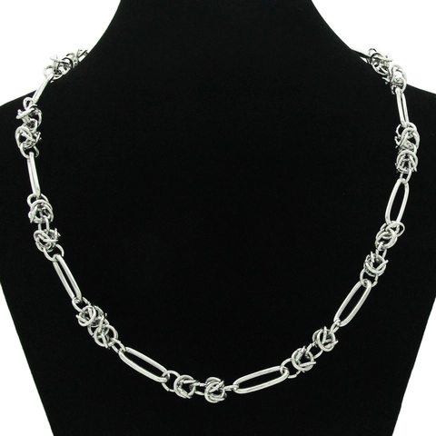 Collana a Maglie con Giunzione in Lega Punk Industriale Unisex Collana a Catena Bizantina Argento Gioielli Street Geometrici