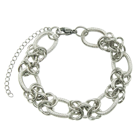 Bracciale e Collana in Lega con Cerchi Retrò Occidentali Placcati in Argento Gioielli a Maglie Geometriche Minimaliste per Coppie