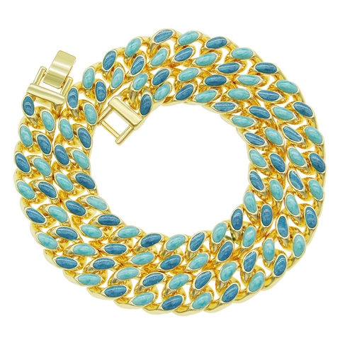 Collana Hip Hop con Catena Cubana in Lega Smalto a Goccia d'Olio Street Style Placcata Oro Argento Gioielli Catena Spessa per Uomo Donna Festa