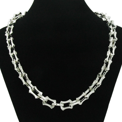 Collana Hip Hop in Lega a Osso di Drago per Uomo Stile Punk Street Argento Catena in Metallo Geometrico Gioielli Regalo