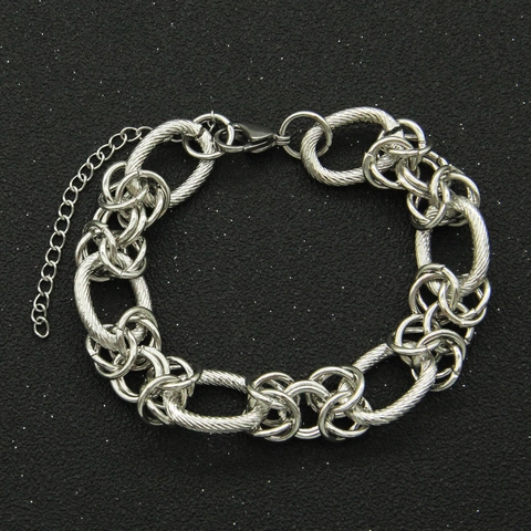 Trendy Ins Style Alloy Geometric Thick Chain Bracelet Necklace For Men Women Cool Hip Hop Punk Couple Jewelry Accessory Silver