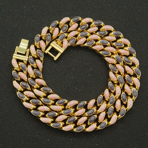 Herren Punk Hip Hop Bunte Emaille Tropföl Panzerkette Halskette Gold Silber Galvanisierte Zinklegierung Kette Streetwear Schmuck