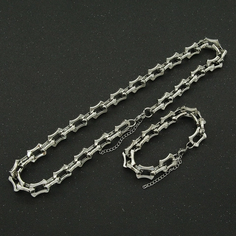 Collana Hip Hop in Lega a Osso di Drago per Uomo Stile Punk Street Argento Catena in Metallo Geometrico Gioielli Regalo