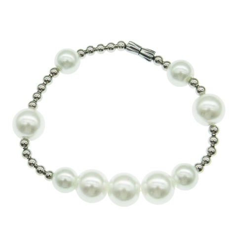 Ins Style Splicing Artificial Pearl Bracelet Necklace Set For Women Men Trendy Minimalist Stainless Steel Chain Jewelry