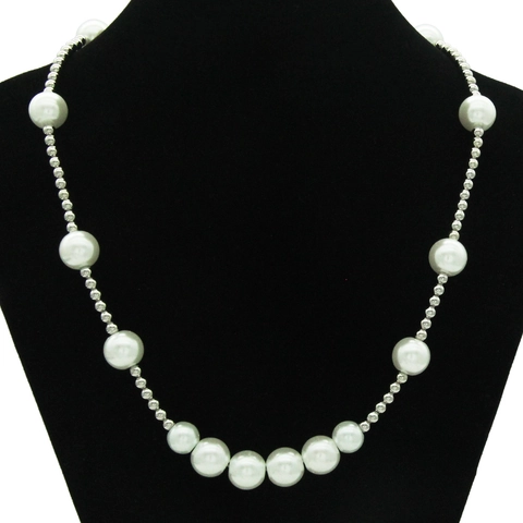 Ins Style Splicing Artificial Pearl Bracelet Necklace Set For Women Men Trendy Minimalist Stainless Steel Chain Jewelry