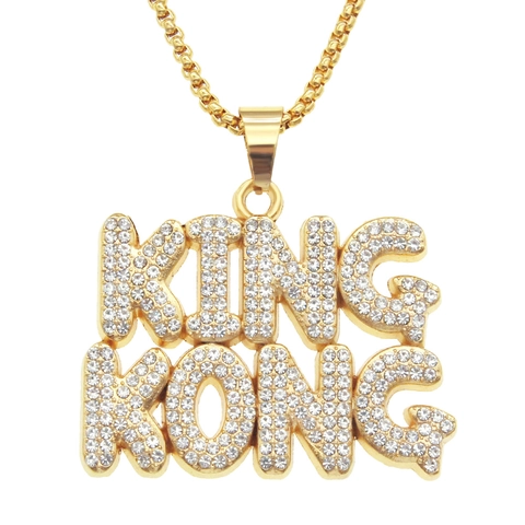 Collar Con Colgante de Letra Bold Hip Hop Iced Out de Aleación Incrustado Con Strass Cadena de Caja Joyería Punk Para Hombres Mujeres