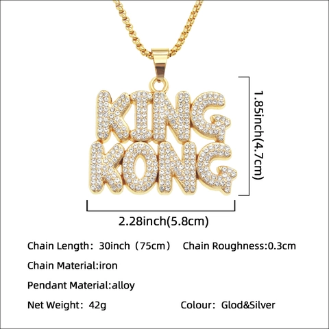 Collar Con Colgante de Letra Bold Hip Hop Iced Out de Aleación Incrustado Con Strass Cadena de Caja Joyería Punk Para Hombres Mujeres