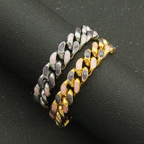Herren Hip Hop Klobiges Cuban Link Armband Legierung Gold Silber Plattiert Buntes Emaille Inlay Statement Handschmuck