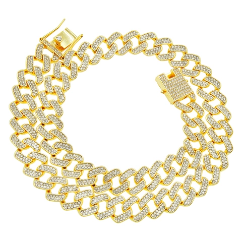 Herren Iced Out Panzerkette Legierung Rhombus Strass Hip Hop Kette Mode Personalisierte Schmuck Zubehör Gold Silber