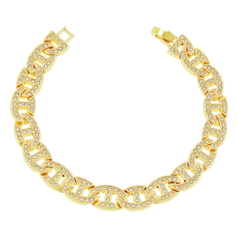 Hip Hop H-Link Kette Armband Für Herren Damen Iced Out Full Strass Legierung Gold Silber Überzogen Link Kette Hand Schmuck Geschenk