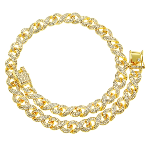 Iced Out Cuban Link Chain Necklace For Men Infinity Shape Infinity Link Hip Hop Zinc Alloy Rhinestone Inlaid Jewelry