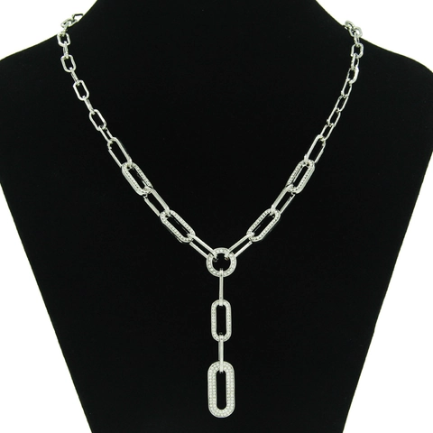 Minimalistische Y-Kette Panzerkette Halskette Für Damen Retro Legierung Eisen Strassbesetzt Geometrisch Pullikette Schmuck Zubehör